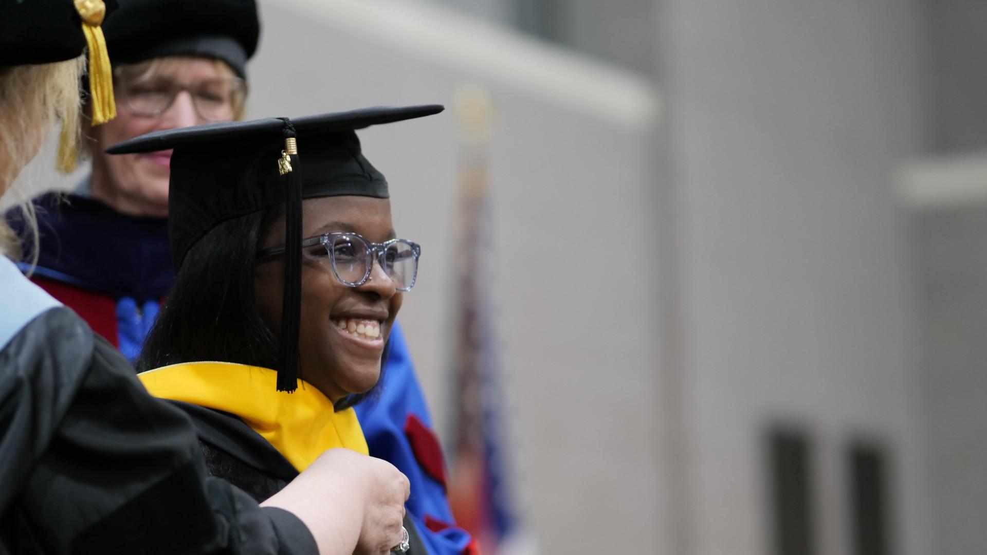 grad student at commencement