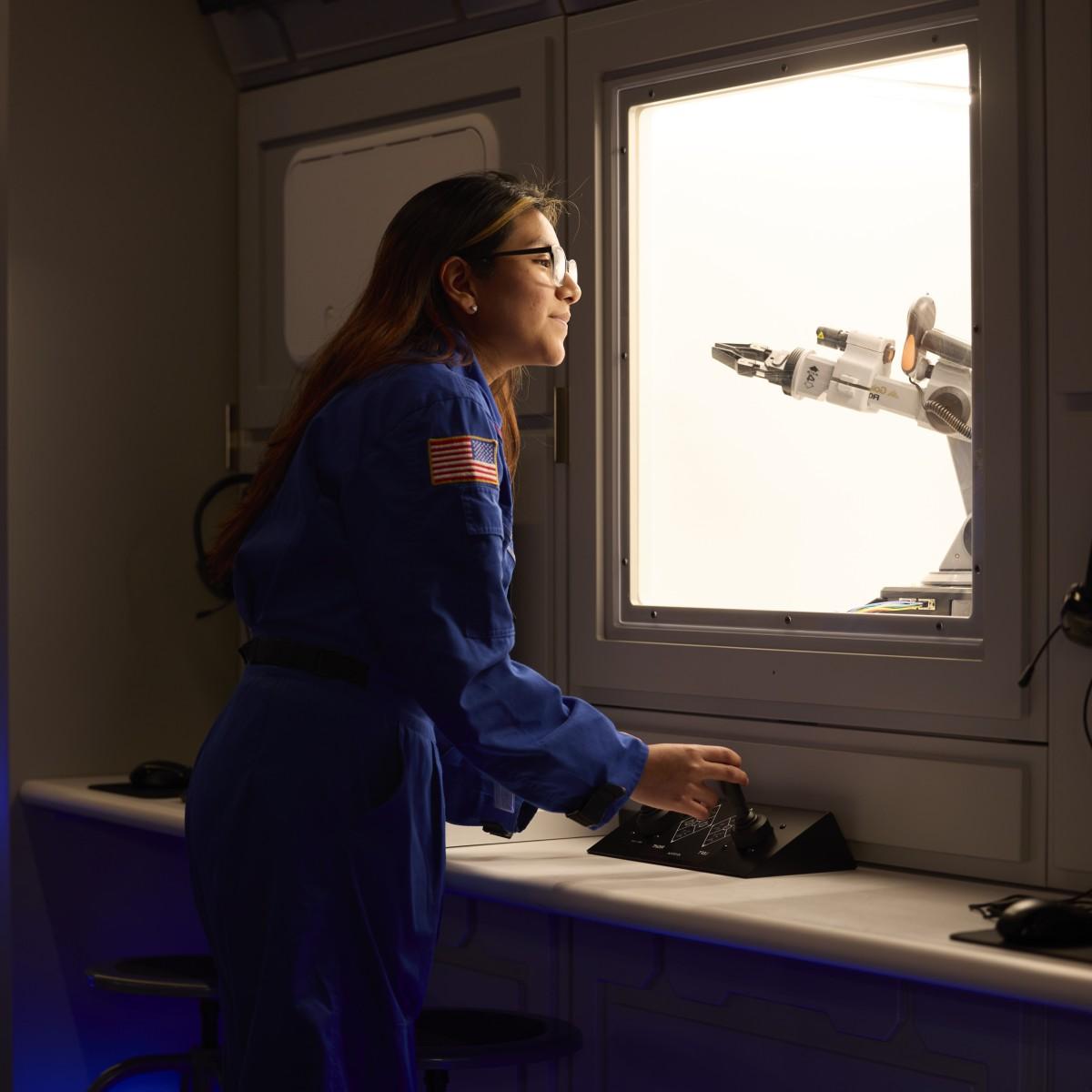 A student in the Challenger Center